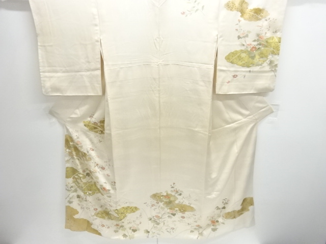 JAPANESE KIMONO / HOMONGI / EMBROIDERY / FLOWER & CLOUD 